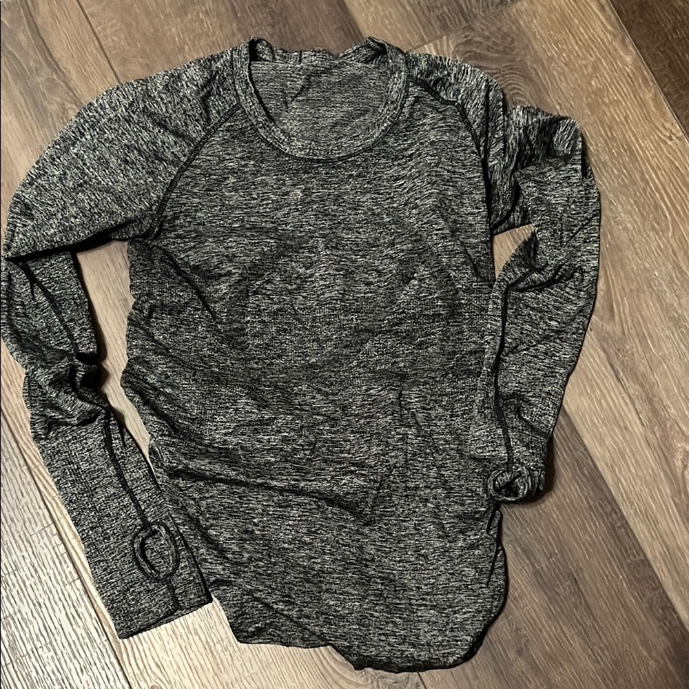 Long Sleeve Heathered Grey Athletic Top